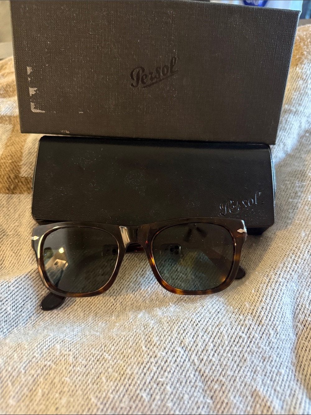 Persol Tortoiseshell Frame Green Lens Sunglasses